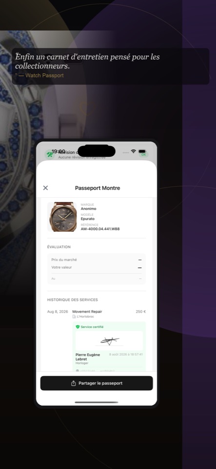 Watch Passport — passeport digital avec signature horloger certifiée